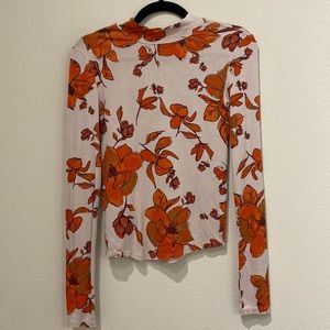 Long Sleeve Free People Flower Top- XS